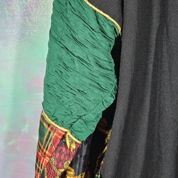 Silver Threads Baroque Windbreaker Full Zip Oversized Plaid Patch Jacket Size XL - Picture 9 of 10